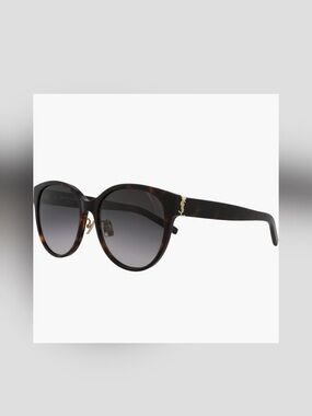 Saint Laurent 57mm Tortoiseshell Round Gradient Sunglasses with Gold Accent